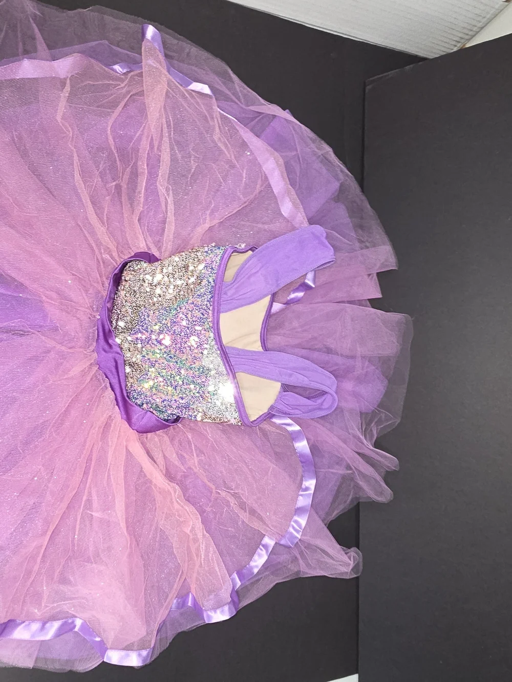 Weissman Keep The Beat 17370 Purple Pink Sequin Tulle Ballet Costume Dance SC*